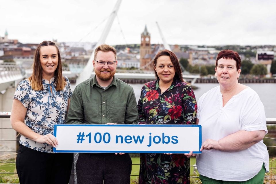 At the announcement are Home Managers Jennifer Lynch of Oakleaves Care Home, Mark Collins of Ardlough Care Home, Emma Quigley of Meadowbank Care Home and Carol Craig of Culmore Care Home